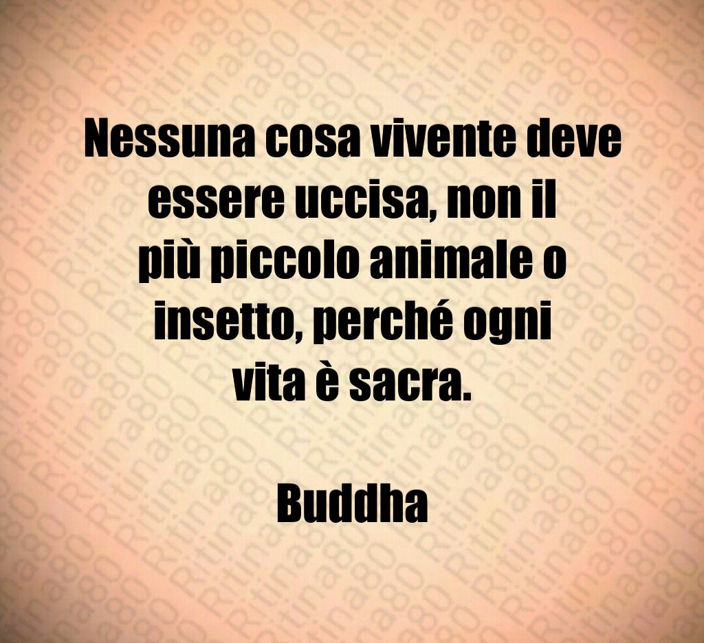 Nessuna cosa vivente deve essere uccisa, non il più piccolo animale o insetto, perché ogni vita è sacra. Buddha
