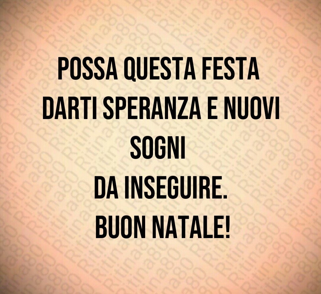 Possa questa festa darti speranza e nuovi sogni da inseguire. Buon Natale!