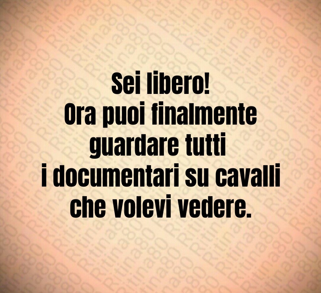 Sei libero!
Ora puoi finalmente guardare tutti 
i documentari su cavalli che volevi vedere.