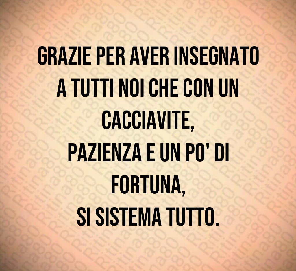 Grazie per aver insegnato a tutti noi che con un cacciavite,
pazienza e un po' di fortuna,
si sistema tutto.