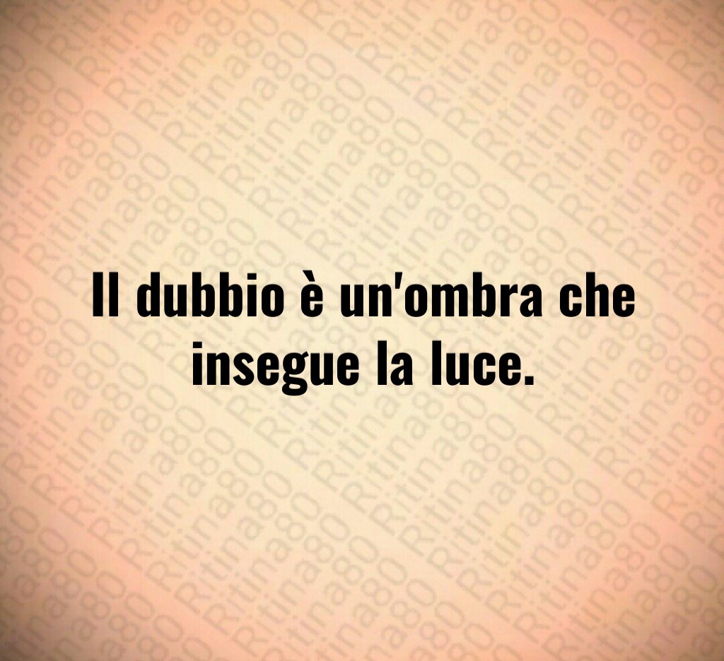 Il dubbio è un'ombra che insegue la luce.
