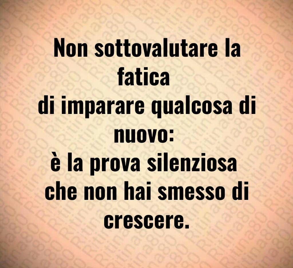 Non sottovalutare la fatica 
di imparare qualcosa di nuovo: 
è la prova silenziosa 
che non hai smesso di crescere.