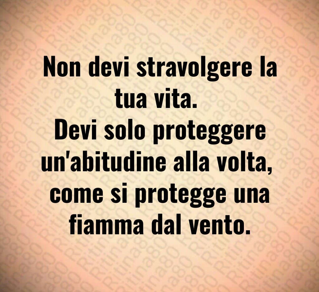 Non devi stravolgere la tua vita. 
Devi solo proteggere un'abitudine alla volta, 
come si protegge una fiamma dal vento.