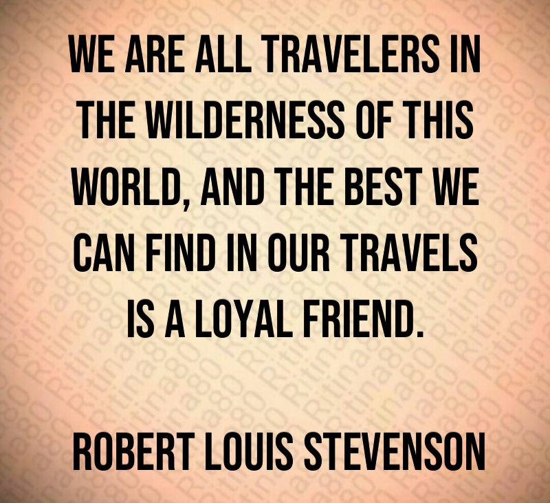 We are all travelers in the wilderness of this world, and the best we can find in our travels is a loyal friend. Robert Louis Stevenson