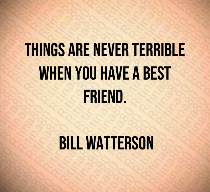 Things are never terrible when you have a best friend. Bill Watterson