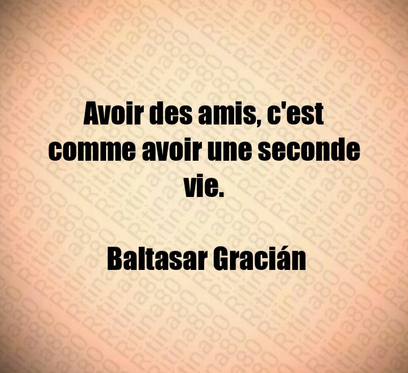 Avoir des amis, c'est comme avoir une seconde vie. Baltasar Gracián