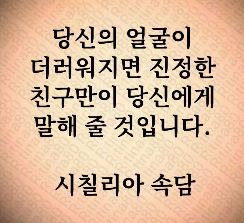 당신의 얼굴이 더러워지면 진정한 친구만이 당신에게 말해 줄 것입니다. 시칠리아 속담