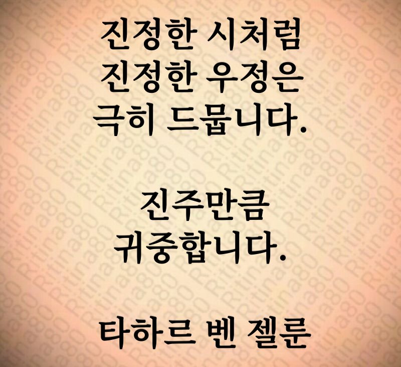 진정한 시처럼 진정한 우정은 극히 드뭅니다. 진주만큼 귀중합니다. 타하르 벤 젤룬