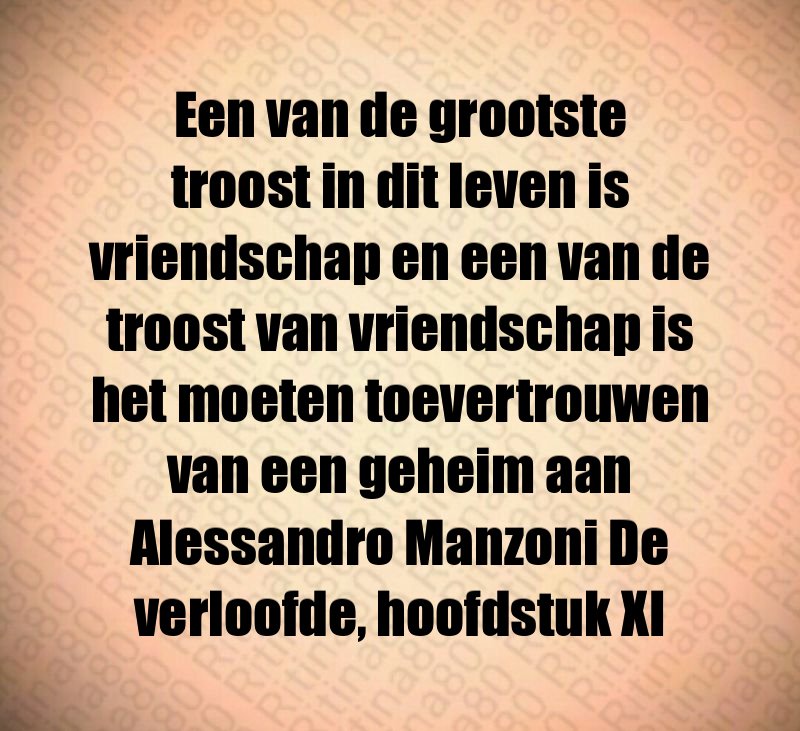 Een van de grootste troost in dit leven is vriendschap en een van de troost van vriendschap is het moeten toevertrouwen van een geheim aan Alessandro Manzoni De verloofde, hoofdstuk XI