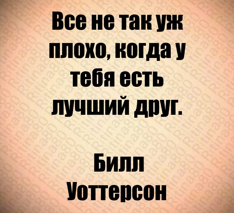 Все не так уж плохо, когда у тебя есть лучший друг. Билл Уоттерсон