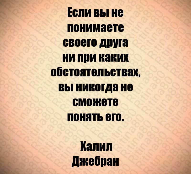 Если вы не понимаете своего друга ни при каких обстоятельствах, вы никогда не сможете понять его. Халил Джебран