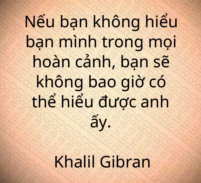 Nếu bạn không hiểu bạn mình trong mọi hoàn cảnh, bạn sẽ không bao giờ có thể hiểu được anh ấy. Khalil Gibran