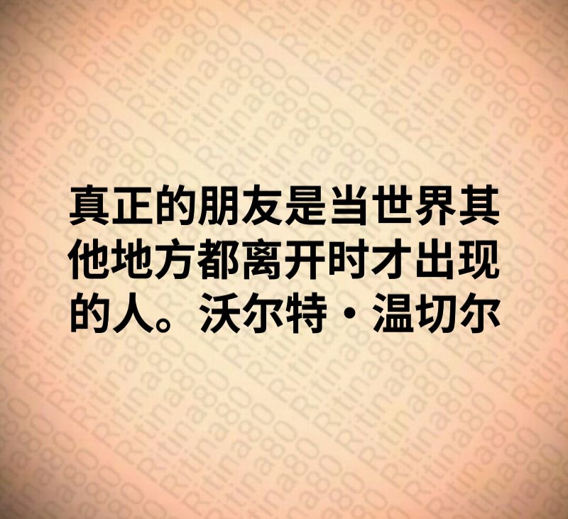 真正的朋友是当世界其他地方都离开时才出现的人。沃尔特·温切尔