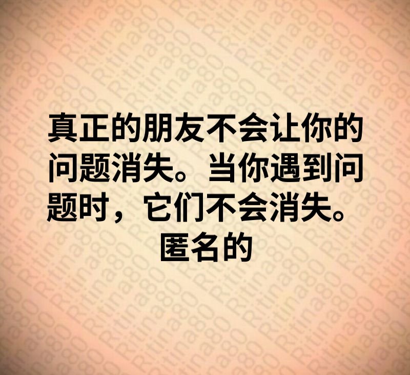 真正的朋友不会让你的问题消失。当你遇到问题时，它们不会消失。匿名的