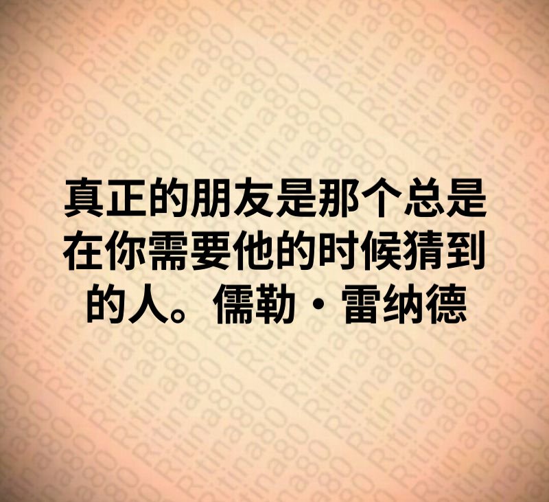 真正的朋友是那个总是在你需要他的时候猜到的人。儒勒·雷纳德