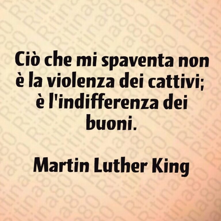 Ciò che mi spaventa non è la violenza dei cattivi; è l'indifferenza dei buoni. Martin Luther King